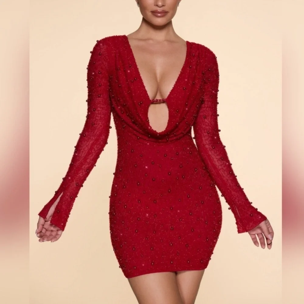 oh polly long sleeve deep plunge mini dress in rose Oh Polly | Dresses | Ohpolly Nice Long Sleeve Deep Plunge Mini Dress In Rose  Bnwt Medium